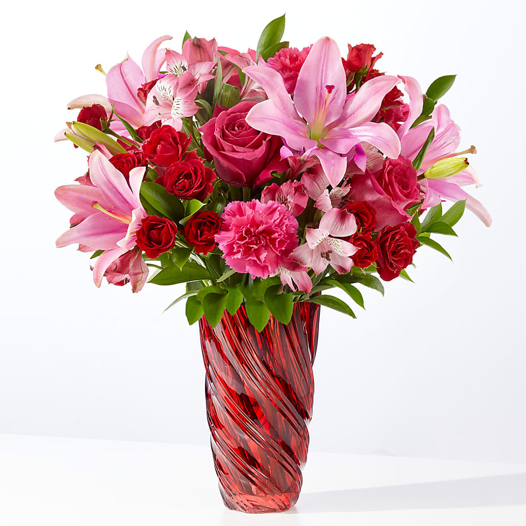 In Love Bouquet with Luxe Swirl Vase – TIGERLILY'S FLOWERS, Broken Arrow OK
