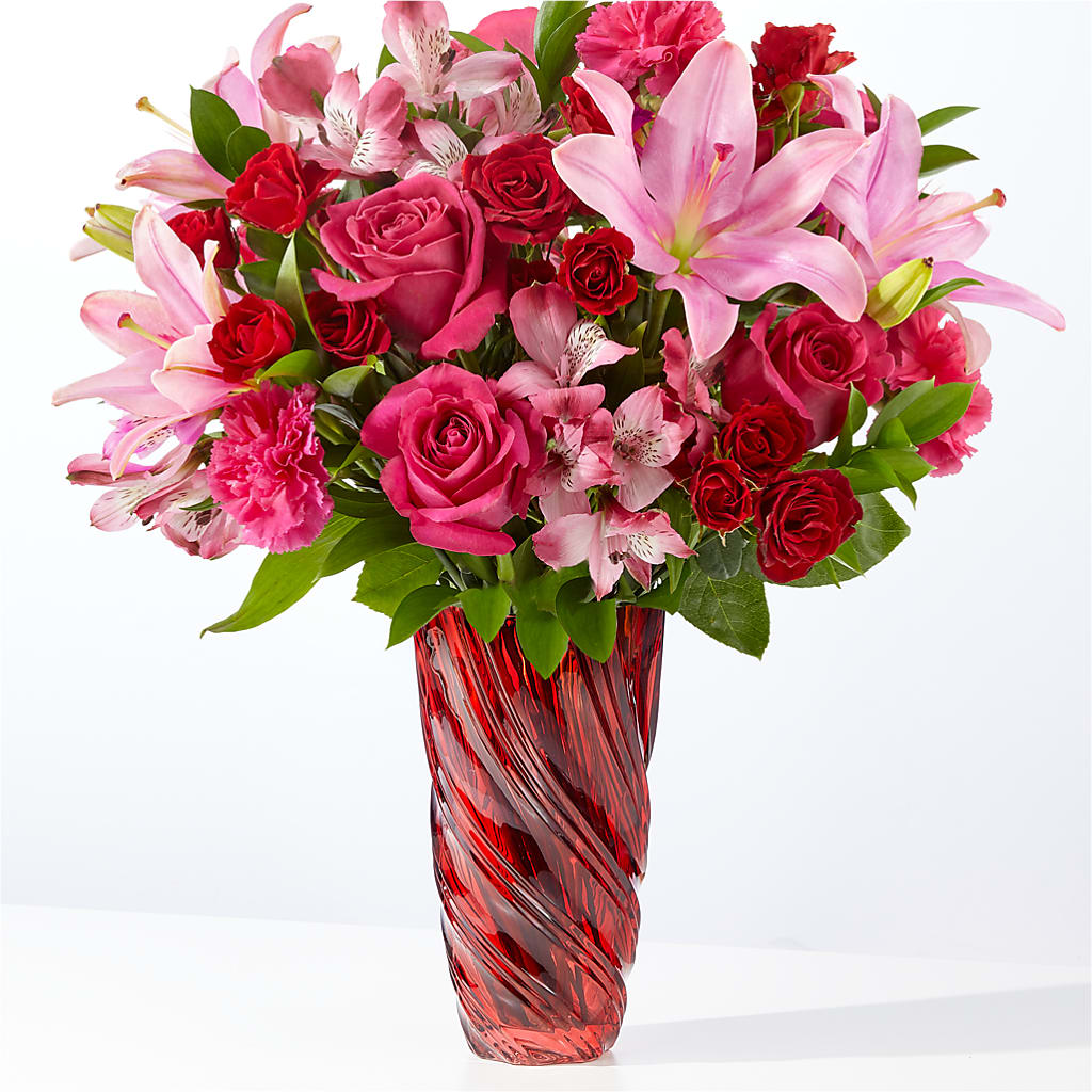 In Love Bouquet with Luxe Swirl Vase – TIGERLILY'S FLOWERS, Broken Arrow OK