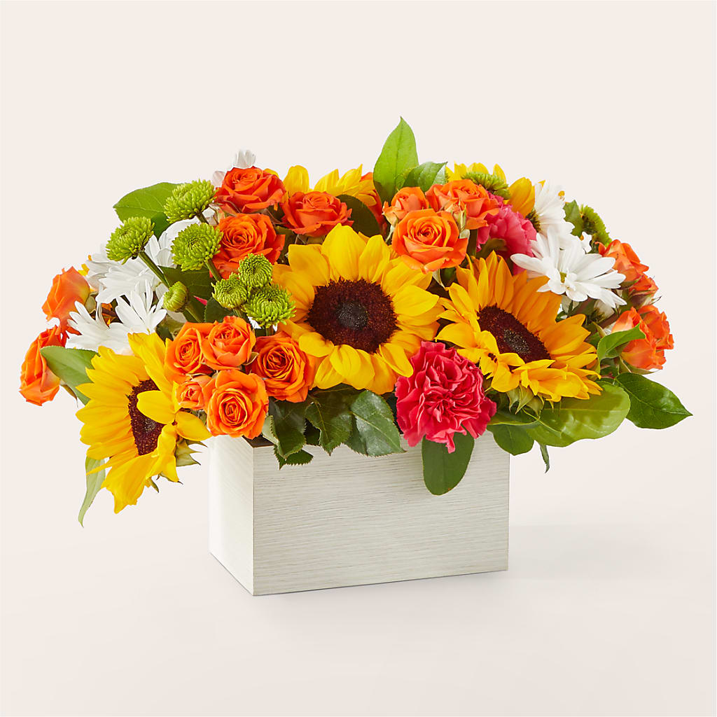 Sun-drenched Blooms Box Bouquet – TIGERLILY'S FLOWERS, Broken Arrow OK