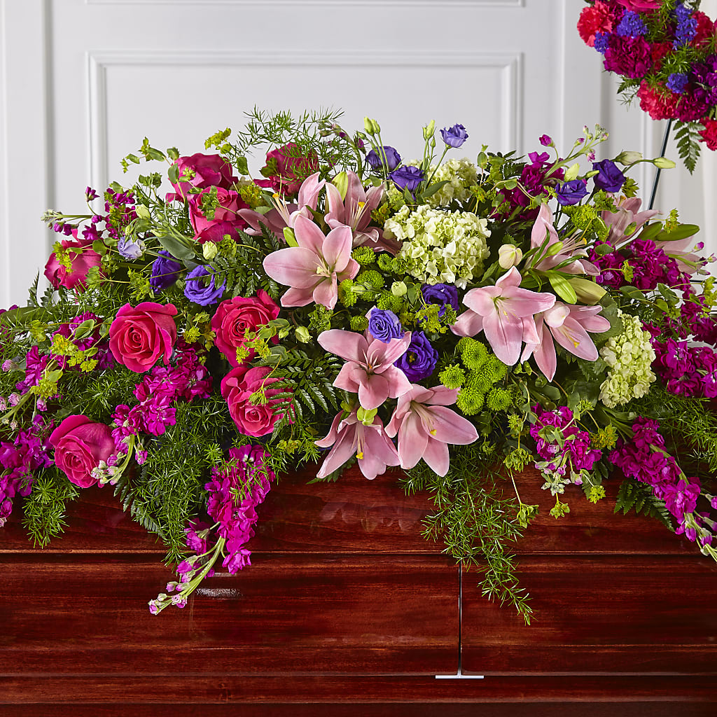 Radiant Tribute Casket Spray – TIGERLILY'S FLOWERS, Broken Arrow OK