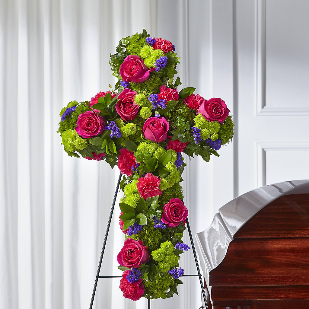 Tribute Rose Floral Cross – TIGERLILY'S FLOWERS, Broken Arrow OK