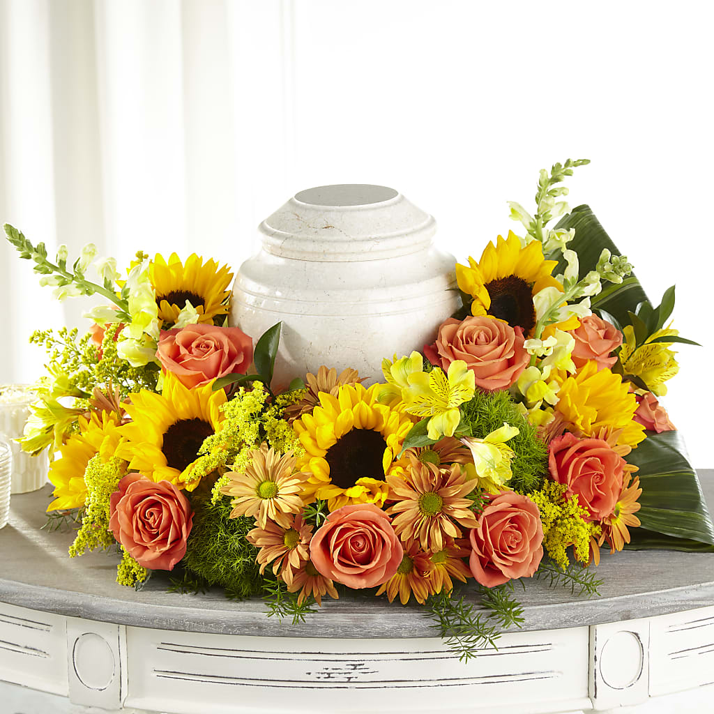 Faithful Sunflower Cremation Adornment – TIGERLILY'S FLOWERS, Broken Arrow OK