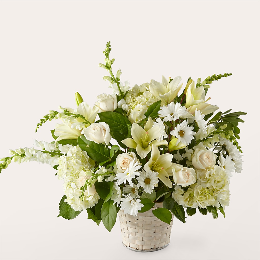 Ivory Elegance Floral Basket – TIGERLILY'S FLOWERS, Broken Arrow OK