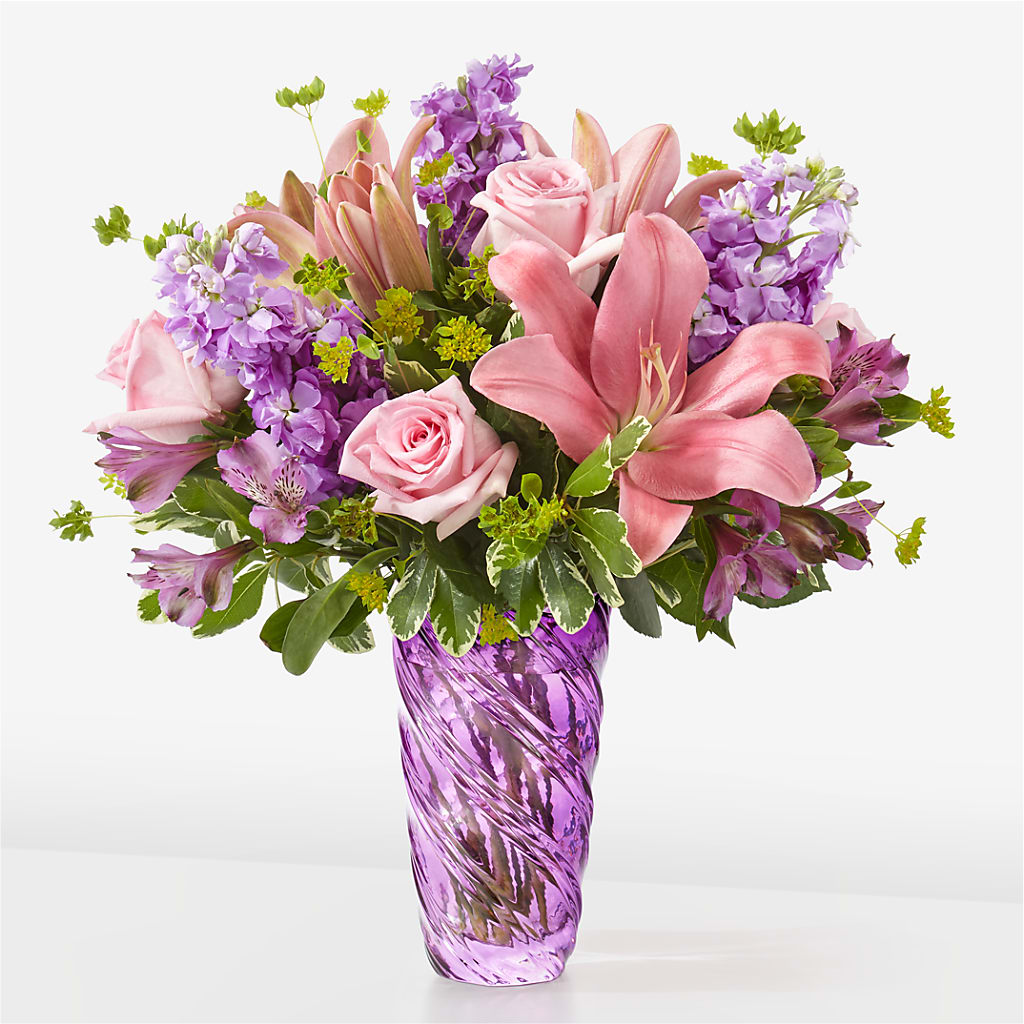 Precious Petals Bouquet with Luxe Swirl Vase – TIGERLILY'S FLOWERS, Broken Arrow OK
