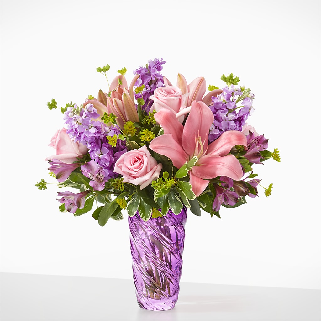Precious Petals Bouquet with Luxe Swirl Vase – TIGERLILY'S FLOWERS, Broken Arrow OK