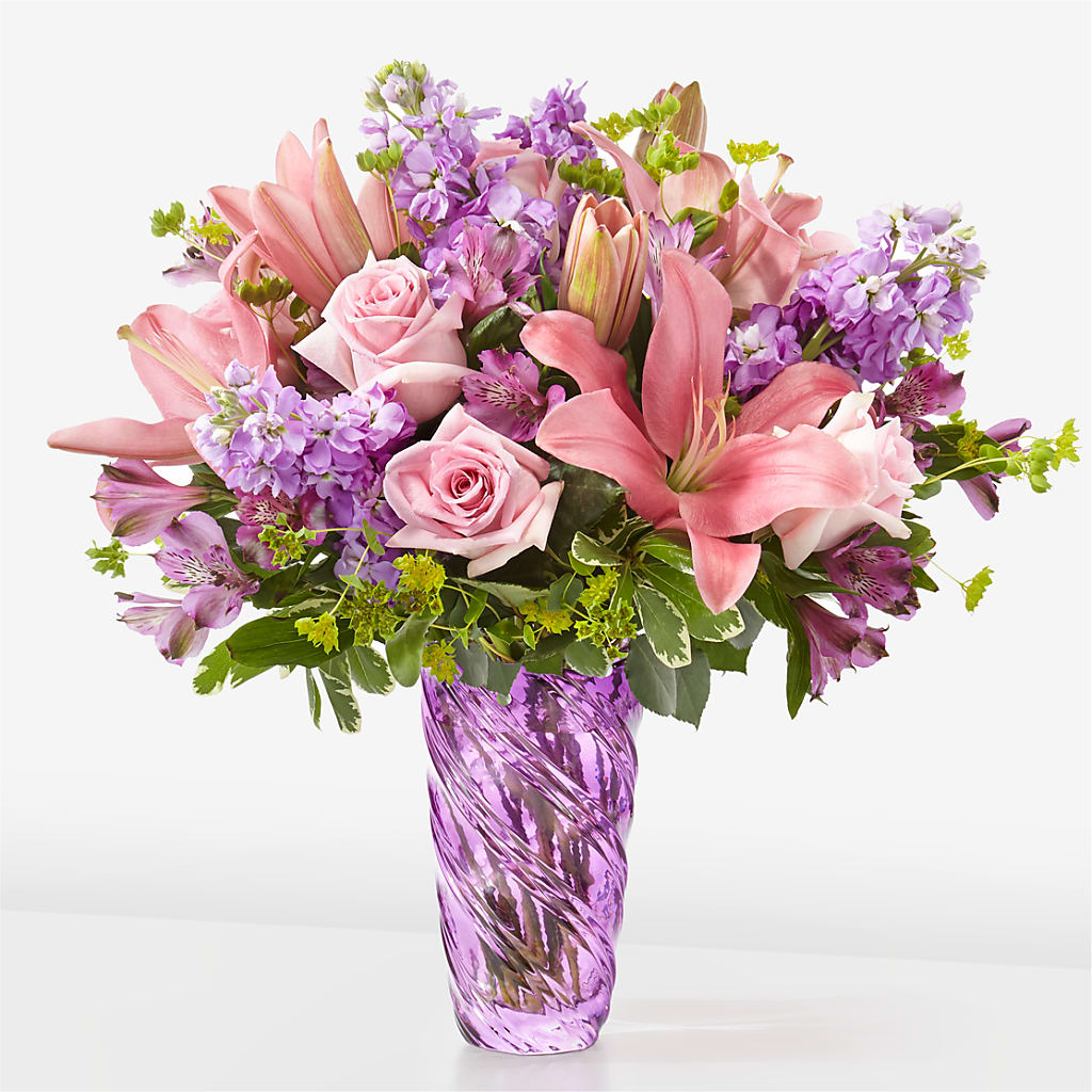 Precious Petals Bouquet with Luxe Swirl Vase – TIGERLILY'S FLOWERS, Broken Arrow OK