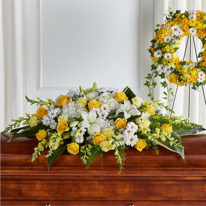 Golden Harmony Casket Spray – TIGERLILY'S FLOWERS, Broken Arrow OK